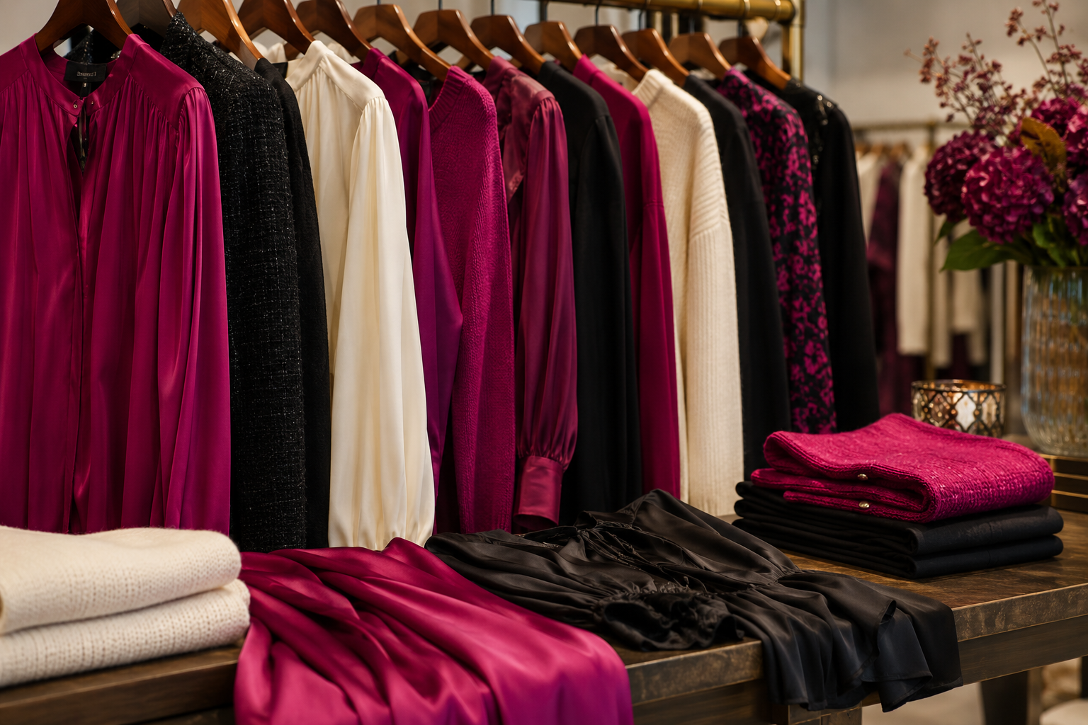 Detalhe de peças em uma boutique de moda